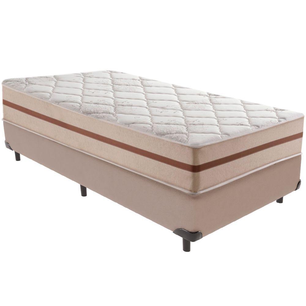 Cama Box Bege E Colchão Classic 22 Cm Molas Ensacadas Solteiro Anjos - 1