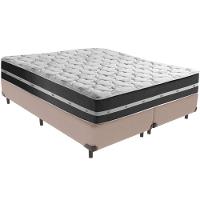 Cama Box Bege E Colchão Classic Preto Molas Ensacadas Queen Anjos - 1
