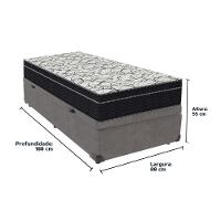 Cama Box Baú Cinza E Colchão Airtech 150 Espuma D45 Solteiro Ortobom - 6