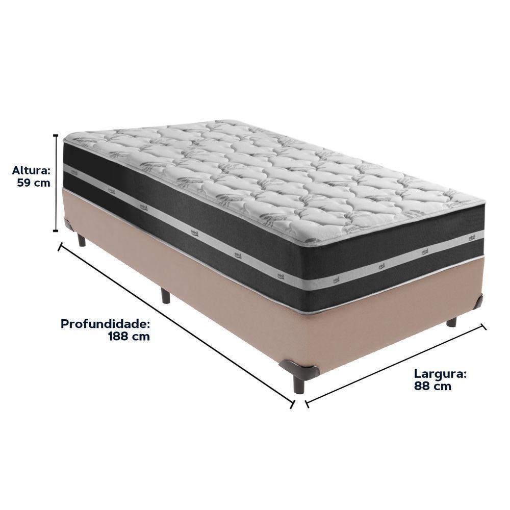 Cama Box Bege E Colchão Classic Preto Molas Ensacadas Solteiro Anjos - 6