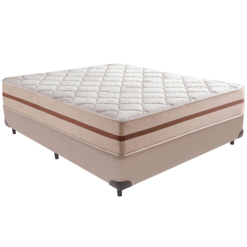 Cama Box Bege E Colchão Classic 22 Cm Molas Ensacadas Casal Anjos - 1