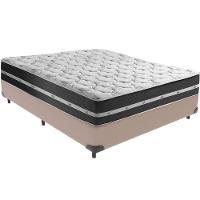 Cama Box Bege E Colchão Classic Preto Molas Ensacadas Casal Anjos - 1