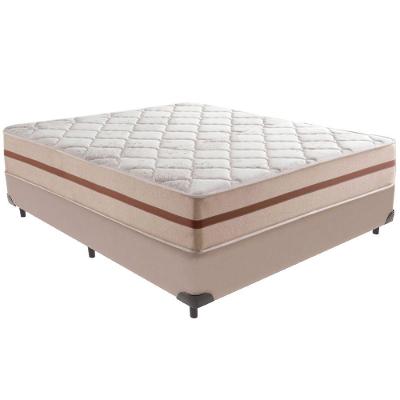 Cama Box Bege E Colchão Classic 26 Cm Molas Ensacadas Casal Anjos