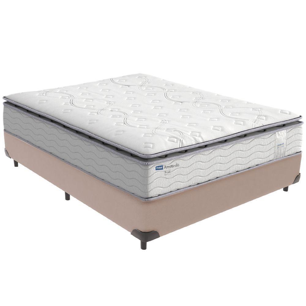 Cama Box Bege E Colchão Amsterdã Molas Ensacadas Casal Probel - 1