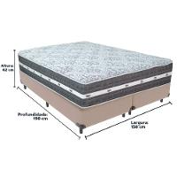 Cama Box Bege E Colchão Black Graphite Molas Ensacadas Queen 158x198x27 Anjos - 6