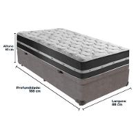Cama Box Baú Cinza E Colchão Classic Preto Molas Ensacadas Solteiro Anjos - 6