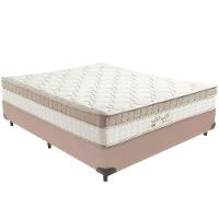 Cama Box Bege E Colchão King Best Bege Molas Ensacadas Casal Anjos - 1