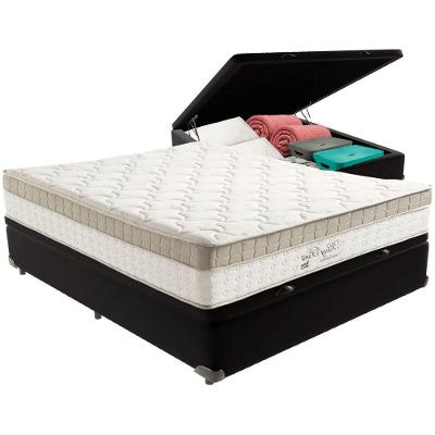 Cama Box Baú Preto E Colchão King Best Molas Ensacadas Casal 138x188x33 Anjos