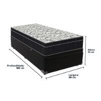 Cama Box Baú Preto E Colchão Airtech 150 Espuma D45 Solteiro Ortobom - 6