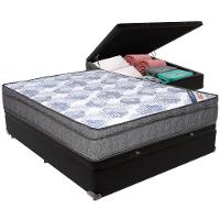 Cama Box Baú Preto E Colchão Iso Superpocket Molas Ensacadas Casal Ortobom - 1