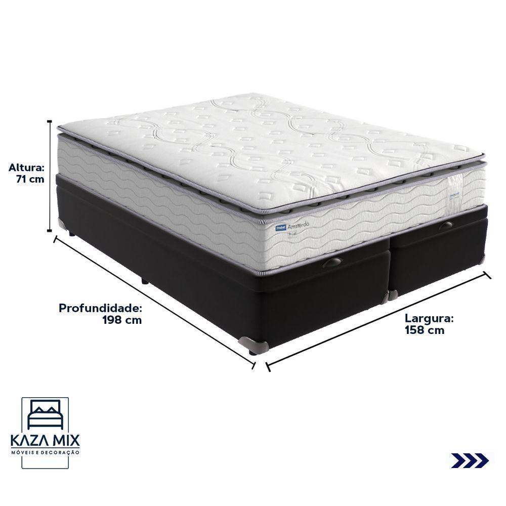Cama Box Baú Preto E Colchão Amsterdã Molas Ensacadas Queen Probel - 6