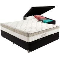 Cama Box Baú Preto E Colchão King Best Bege Molas Ensacadas Casal Anjos - 1