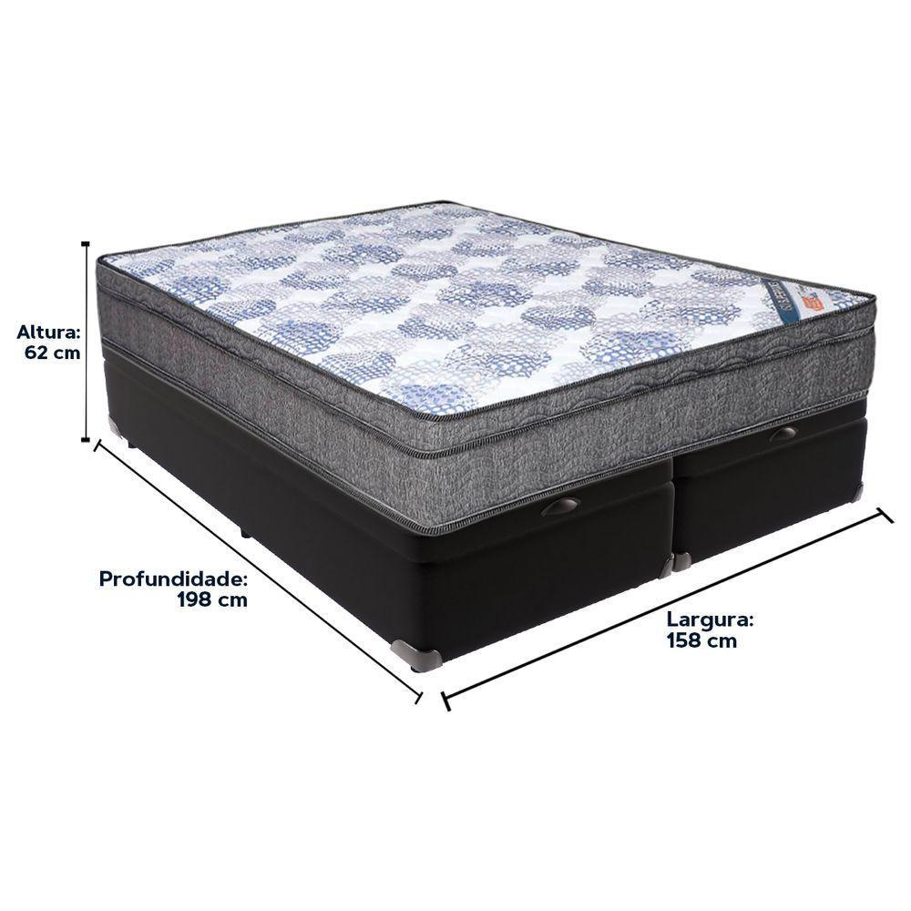 Cama Box Baú Preto E Colchão Iso Superpocket Molas Ensacadas Queen Ortobom - 6