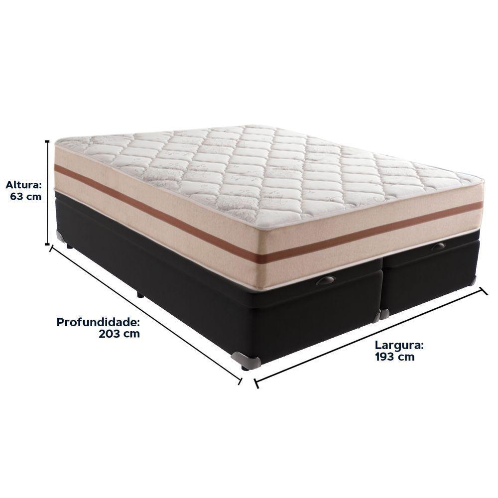 Cama Box Baú Preto E Colchão Classic 26 Cm Molas Ensacadas King Anjos - 6