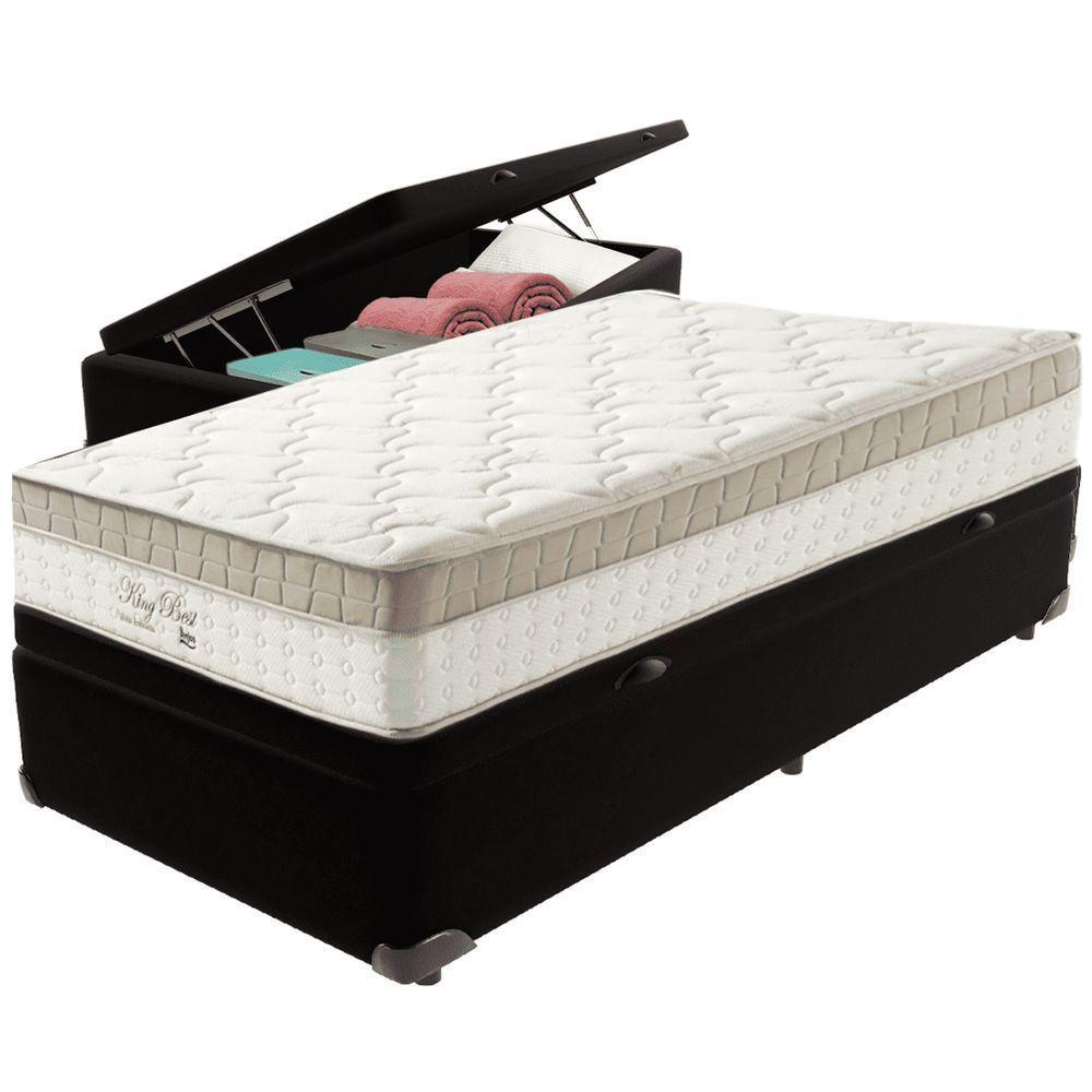 Cama Box Baú Preto E Colchão King Best Molas Ensacadas Solteiro 88x188x33 Anjos - 1