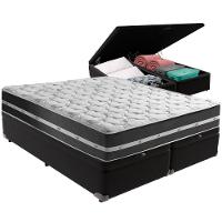 Cama Box Baú Preto E Colchão Classic Preto Molas Ensacadas King Anjos - 1