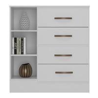 Cômoda Sapateira Para Quarto 1 Porta 4 Gavetas Lisa Branco - 3