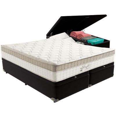 Cama Box Baú Preto E Colchão King Best Molas Ensacadas Queen 158x198x33 Anjos