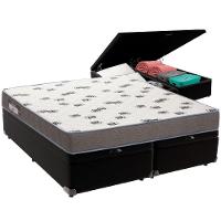 Cama Box Baú Preto E Colchão Light Espuma D33 Queen Ortobom - 1