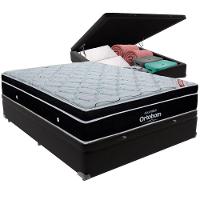 Cama Box Baú Preto E Colchão Elegant Molas Ensacadas Casal Ortobom - 1