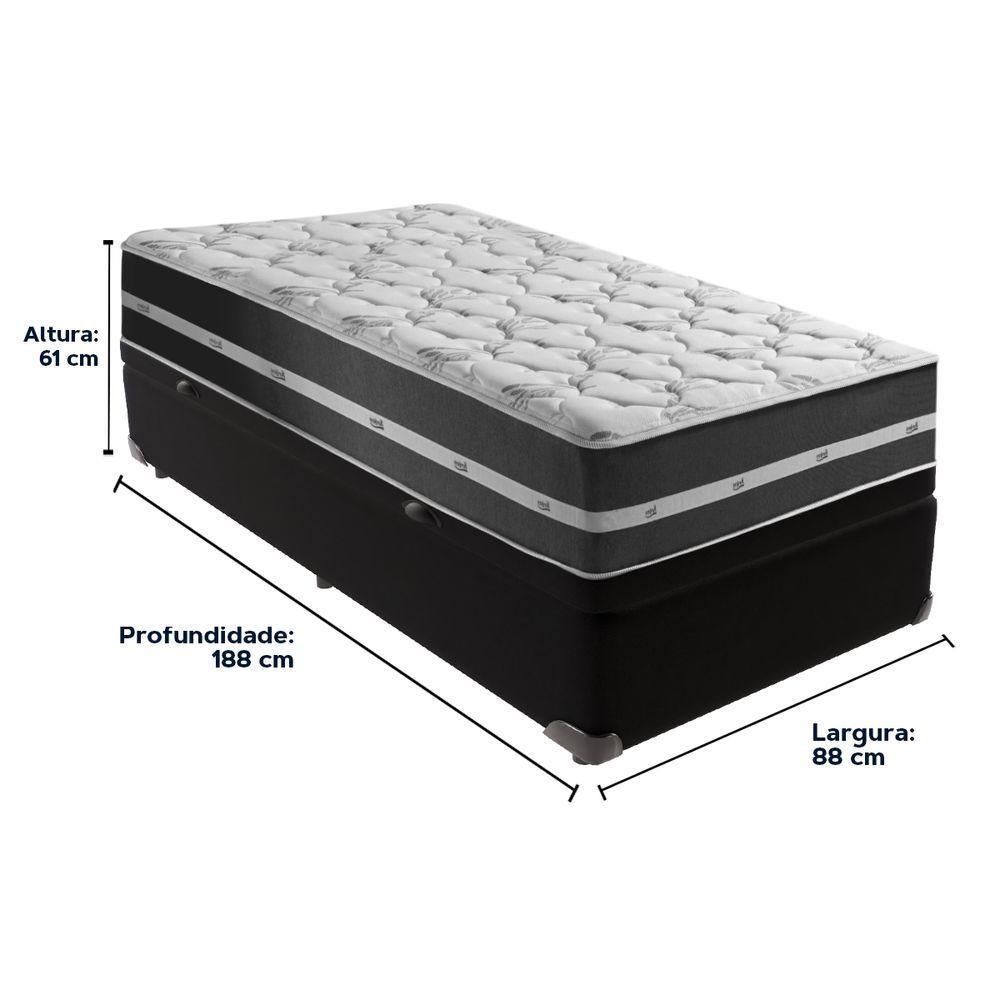 Cama Box Baú Preto E Colchão Classic Preto Molas Ensacadas Solteiro Anjos - 6