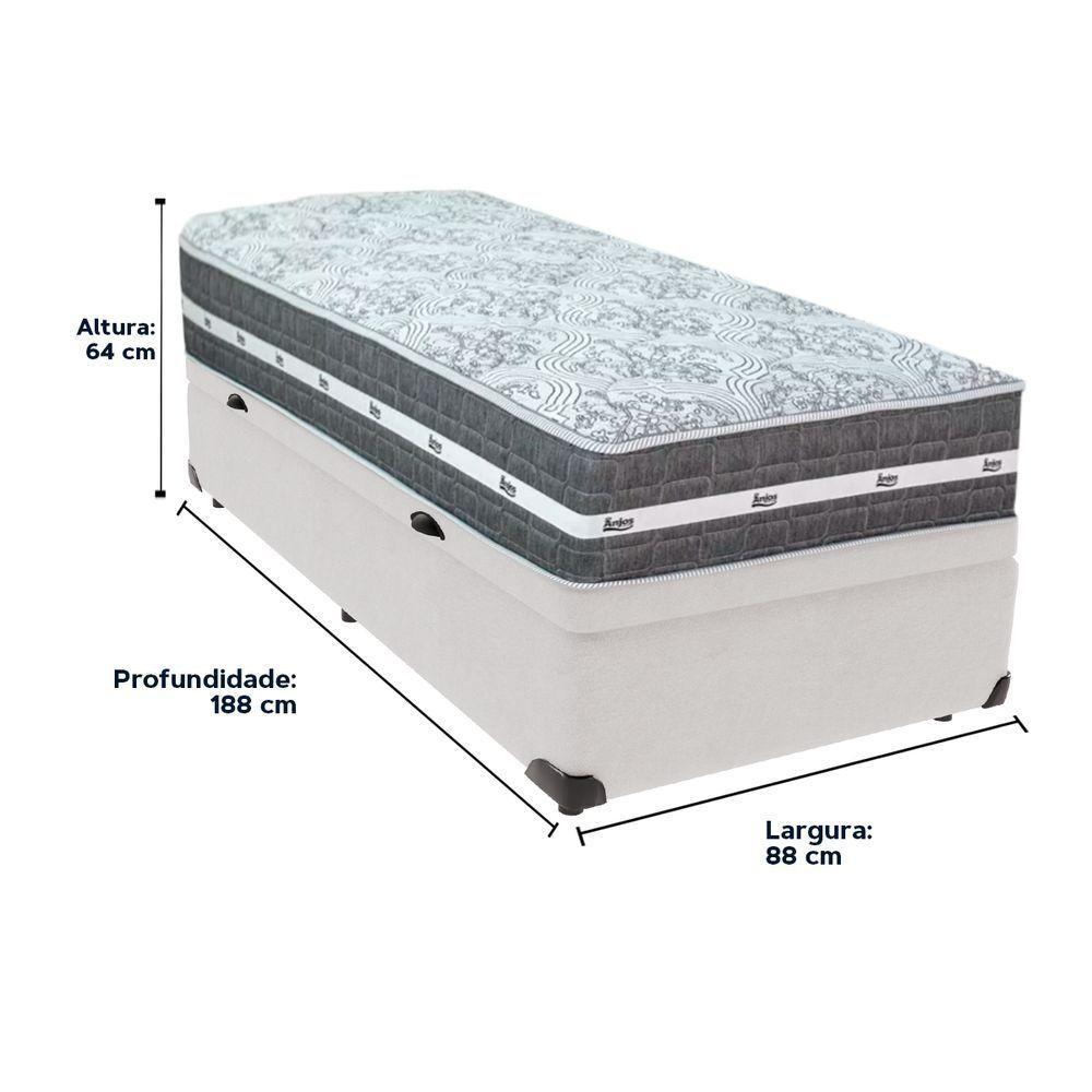 Cama Box Baú Branco E Colchão Black Graphite Molas Ensacadas Solteiro 88x188x27 Anjos - 6