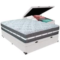 Cama Box Baú Branco E Colchão Black Graphite Molas Ensacadas Casal Anjos - 1