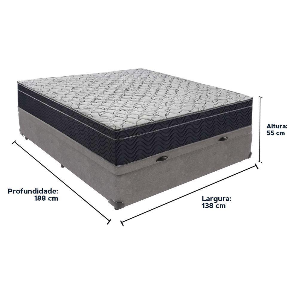 Cama Box Baú Cinza E Colchão Airtech 150 Espuma D45 Casal Ortobom - 6