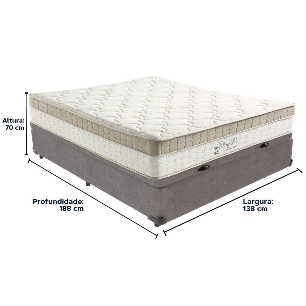 Cama Box Baú Cinza E Colchão King Best Molas Ensacadas Casal 138x188x33 Anjos - 6