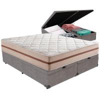 Cama Box Baú Cinza E Colchão Classic 26 Cm Molas Ensacadas Queen Anjos - 1