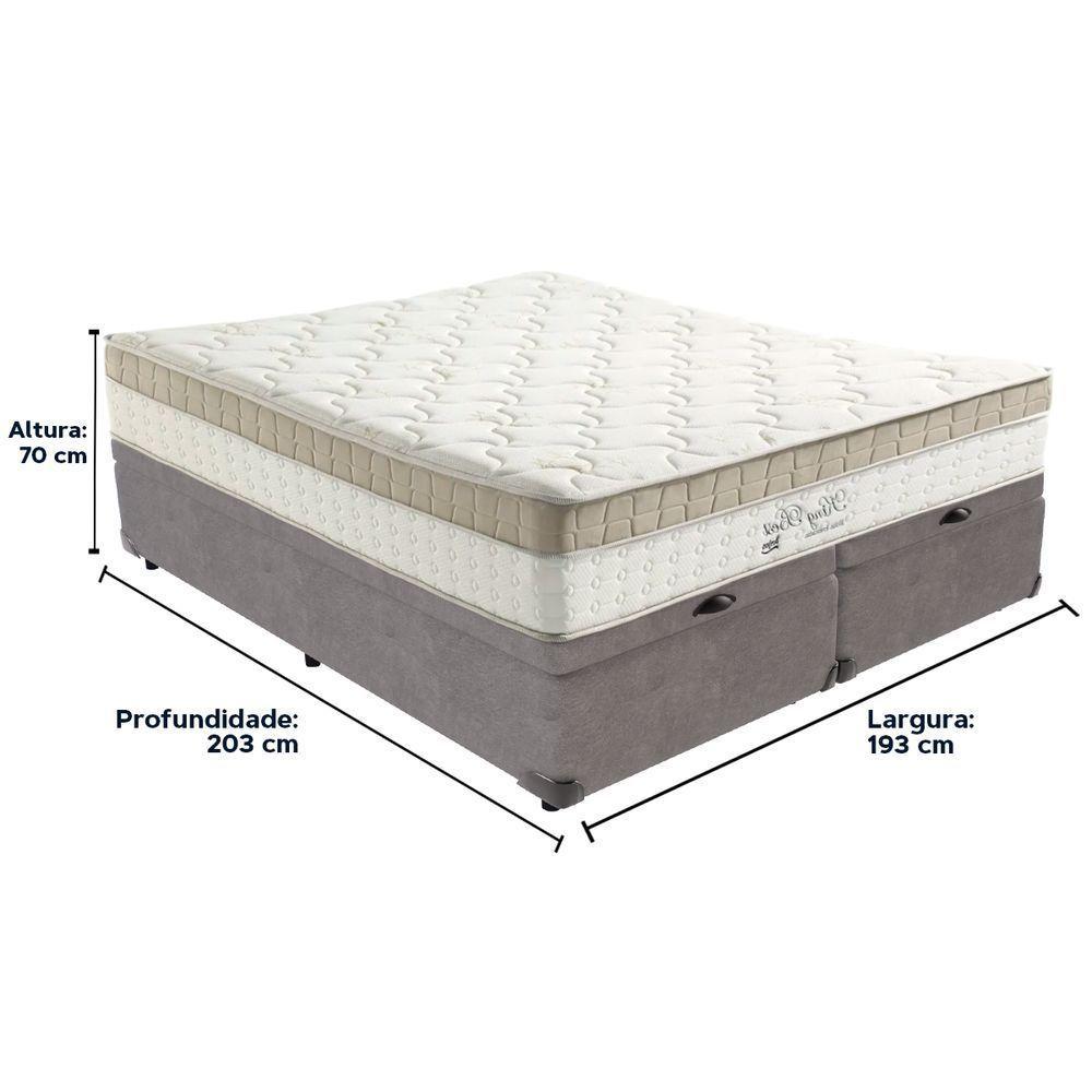 Cama Box Baú Cinza E Colchão King Best Molas Ensacadas King 193x203x33 Anjos - 6