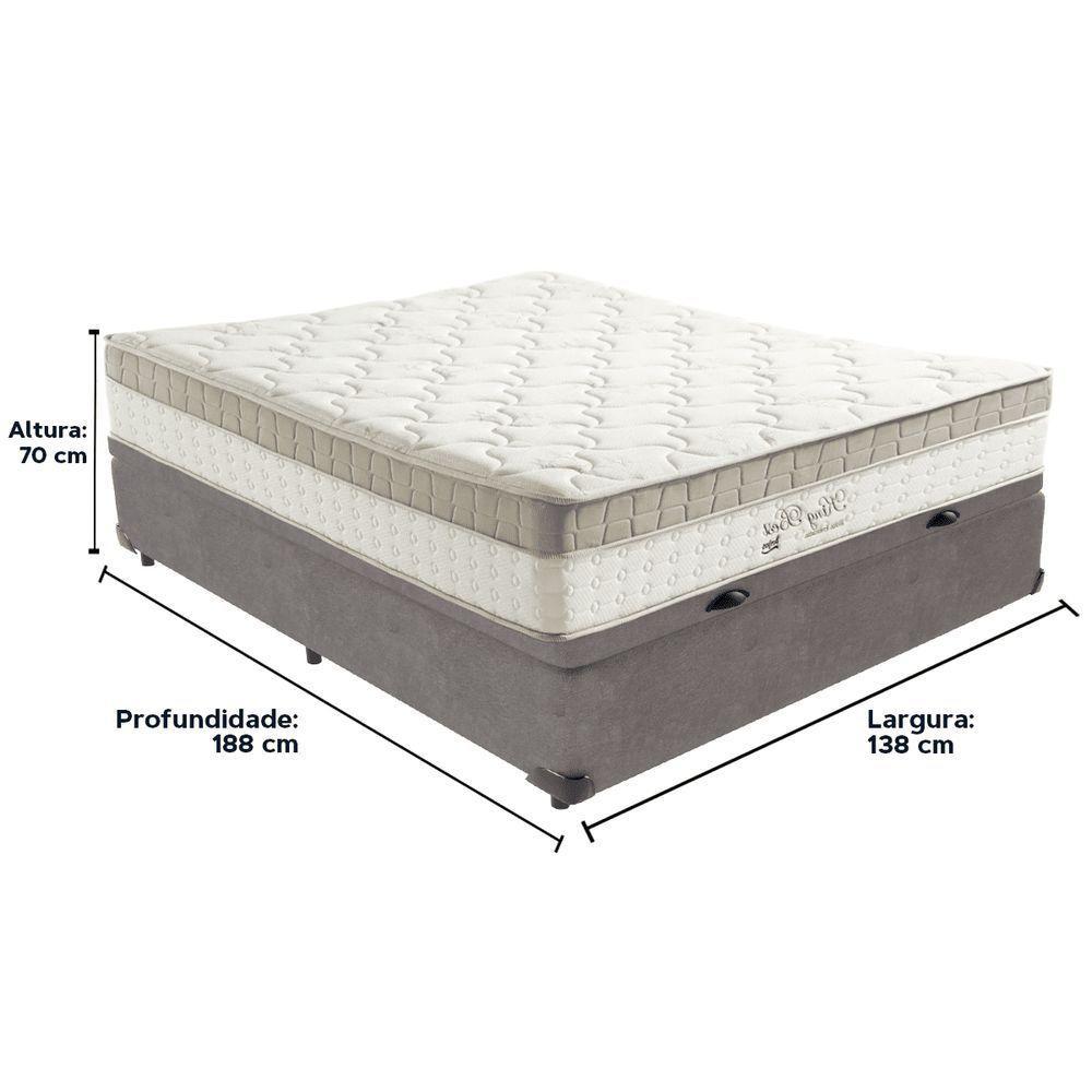 Cama Box Baú Cinza E Colchão King Best Bege Molas Ensacadas Casal Anjos - 6
