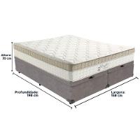 Cama Box Baú Cinza E Colchão King Best Molas Ensacadas Queen 158x198x33 Anjos - 6