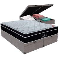 Cama Box Baú Cinza E Colchão Elegant Molas Ensacadas Queen Ortobom - 1