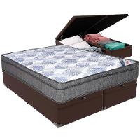 Cama Box Baú Marrom E Colchão Iso Superpocket Molas Ensacadas Queen Ortobom - 1