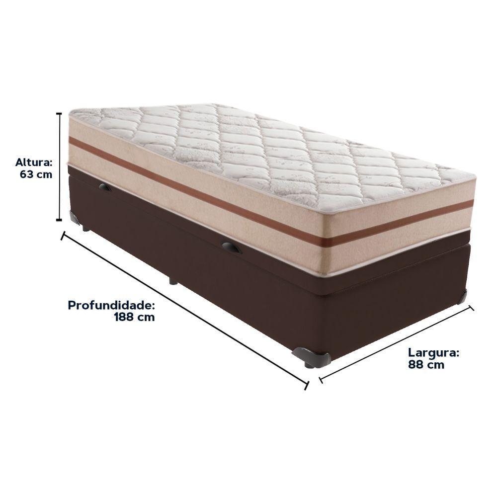 Cama Box Baú Marrom E Colchão Classic 26 Cm Molas Ensacadas Solteiro Anjos - 6