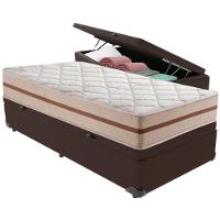 Cama Box Baú Marrom E Colchão Classic 26 Cm Molas Ensacadas Solteiro Anjos - 1