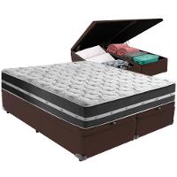Cama Box Baú Marrom E Colchão Classic Preto Molas Ensacadas Queen Anjos - 1