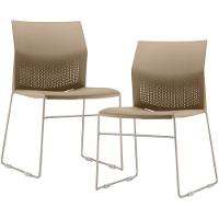Kit 02 Cadeiras Empilhável Fixa Link F02 Base Aço Nude - Lyam Decor - 1