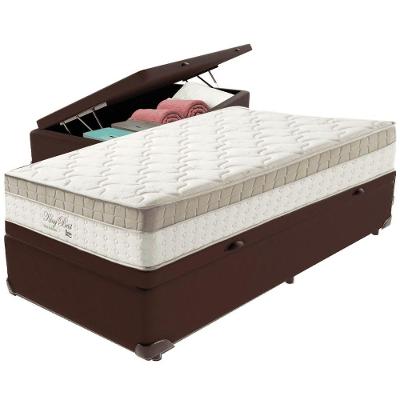 Cama Box Baú Marrom E Colchão King Best Molas Ensacadas Solteiro 88x188x33 Anjos