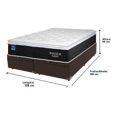 Cama Box Baú Marrom E Colchão Magnum Molas Ensacadas Queen Plumatex