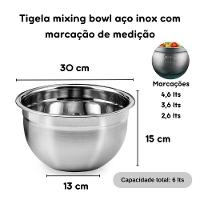 Tigela Mixing Bowl Aço Inox Multiuso Preparos Molho 30cm - 3