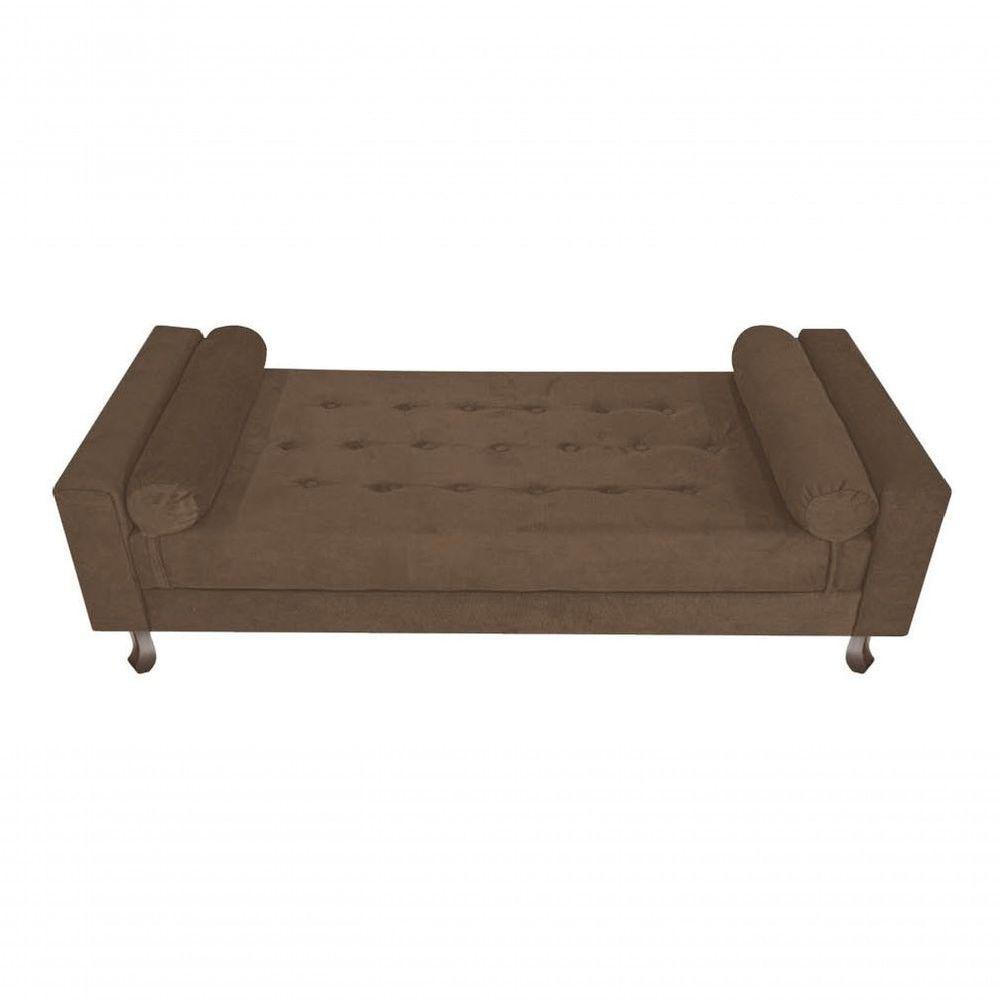Recamier Baú Félix Solteiro 100cm Suede Rosê - Amarena Móveis Cor Marrom - 1