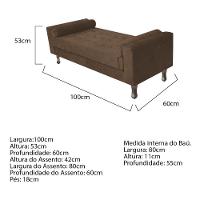 Recamier Baú Félix Solteiro 100cm Suede Rosê - Amarena Móveis Cor Marrom - 2