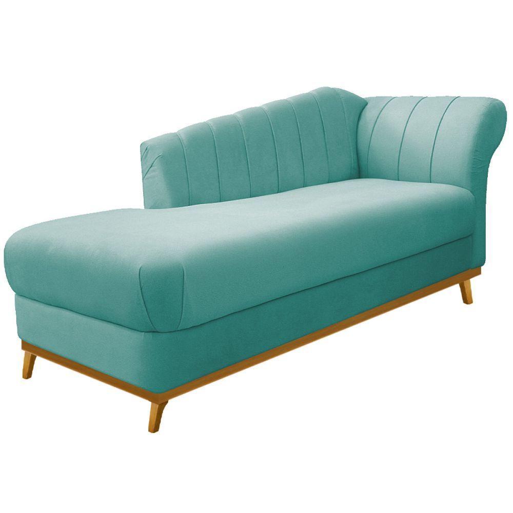 Kit Diva Recamier Vanessa 160cm Lado Esquerdo E 01 Poltrona Laura Suede Cor Azul Tiffany - 4