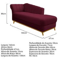 Kit Diva Recamier Vanessa 160cm Lado Direito E 01 Poltrona Laura Suede Cor Bordô - 8