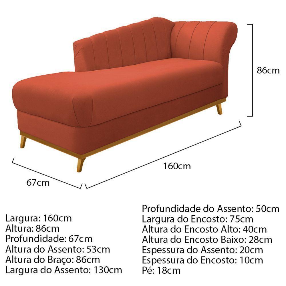 Kit Diva Recamier Vanessa 160cm Lado Esquerdo E 01 Poltrona Laura Suede Cor Terracota - 6
