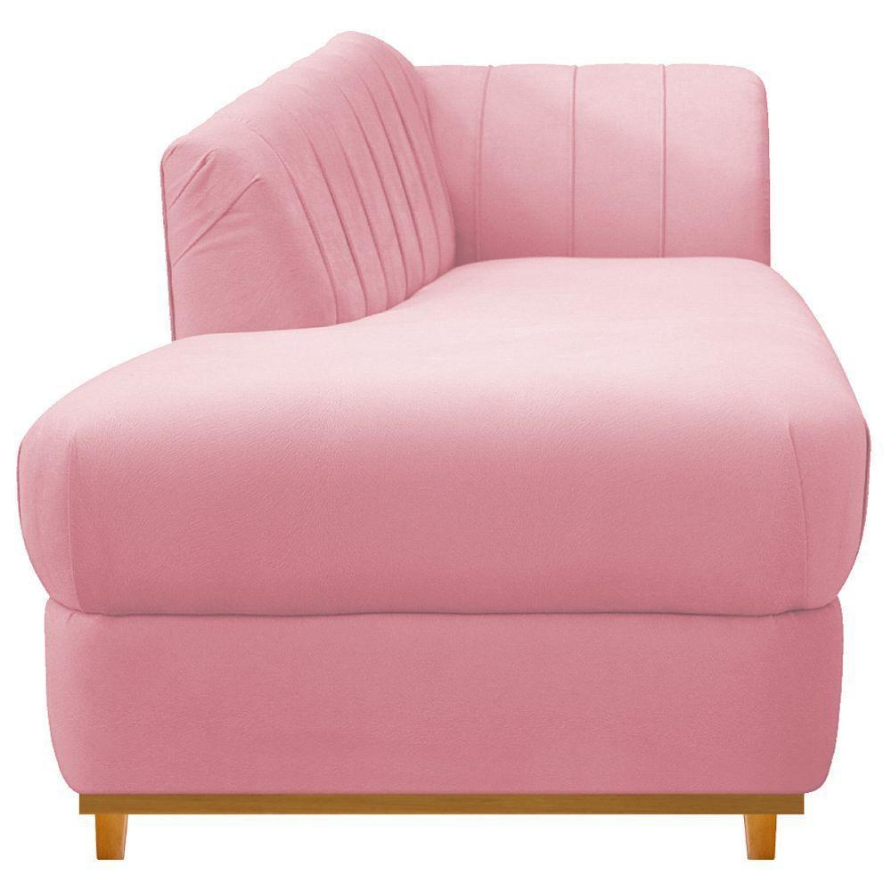 Kit Diva Recamier Vanessa 140cm Lado Esquerdo E 01 Poltrona Laura Suede Cor Rosa Bebê - 7
