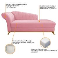 Kit Diva Recamier Vanessa 160cm Lado Direito E 01 Poltrona Laura Suede Cor Rosa Bebê