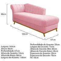 Kit Diva Recamier Vanessa 160cm Lado Direito E 01 Poltrona Laura Suede Cor Rosa Bebê - 5